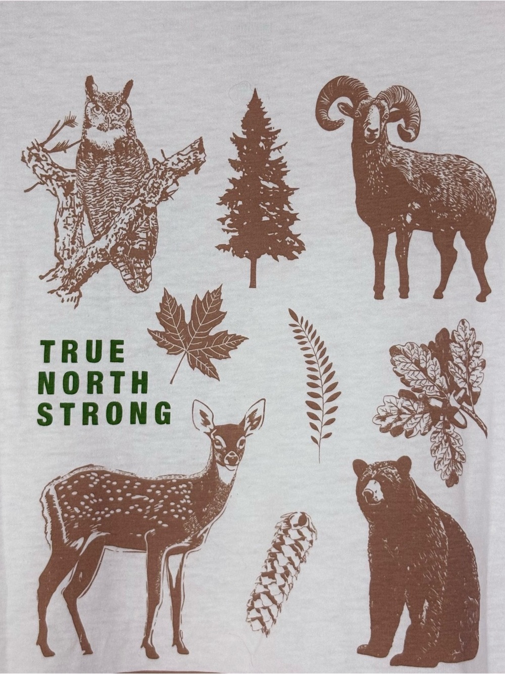Woods True North Strong Long Sleeve Shirt White M Canada Nature Graphic